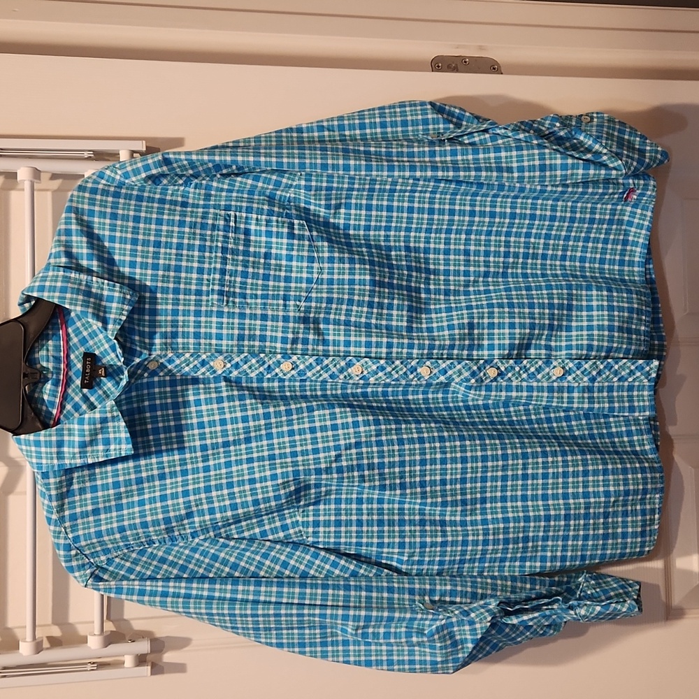 Talbots XL Blue Gingham Dress Shirt
